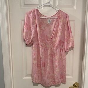 GAP Pink Floral Wrap-Style Top